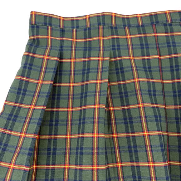 ASOS Design Curve Plaid Pleated Skirt Green Navy Size 24 Dark Academia Preppy - Picture 5 of 16